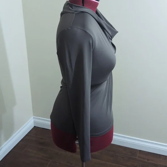 Sandra Angelozzi| Grey Cowl Neck Long Sleeve Stretch Blouse - Picture 4 of 14